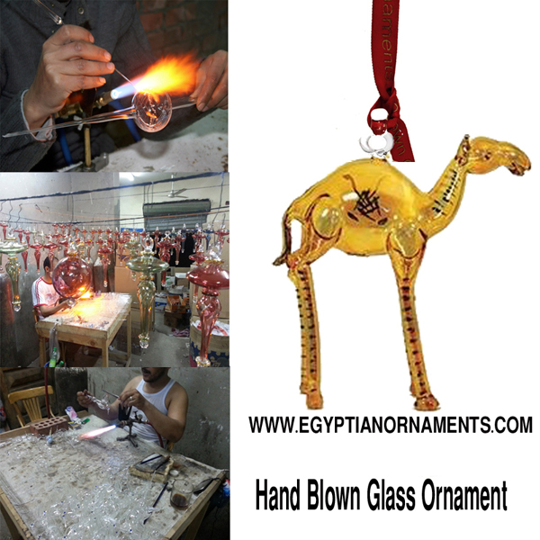 Hand Blown Glass Standing Camel Christmas Ornament