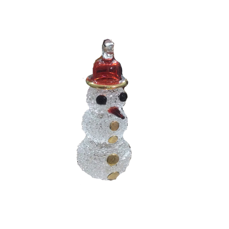 Blown glass frosty snowman christmas ornament