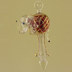 Blown glass Elephant Christmas ornament