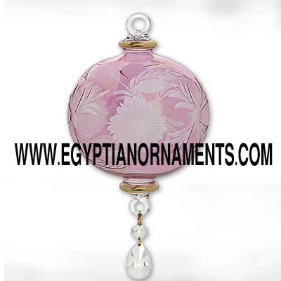 Blown glass christmas ornament with Crystal drop