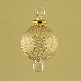 Blown glass Christmas ornament ball with gold stripes