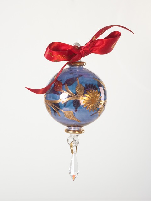 Floral Crystal blown glass ornament