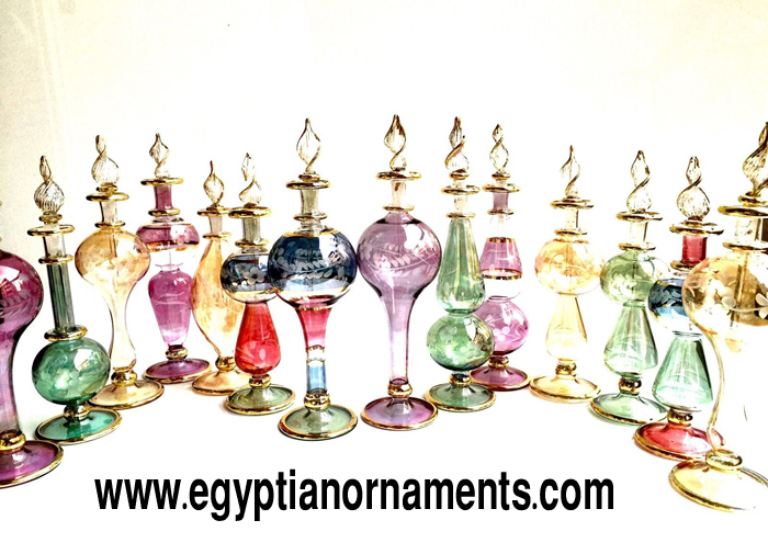 Lot of 24 Hand blown glass perfume bottles 6 inches L