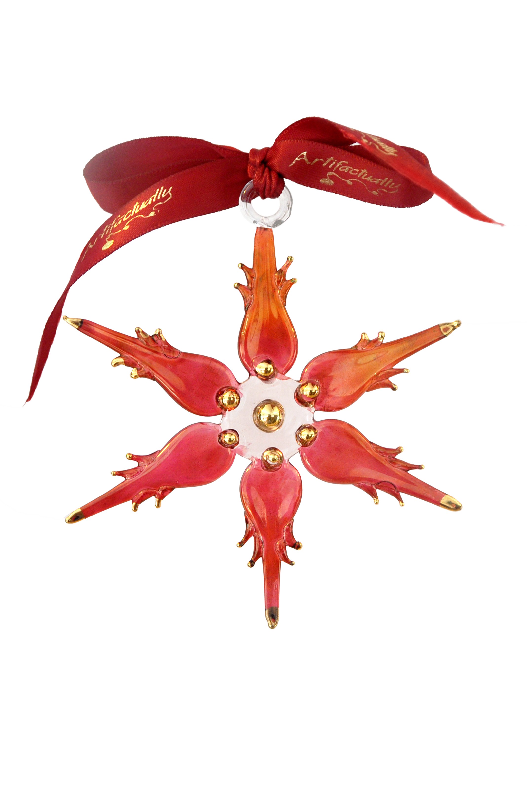 Hand blown glass novelty frilly star ornament