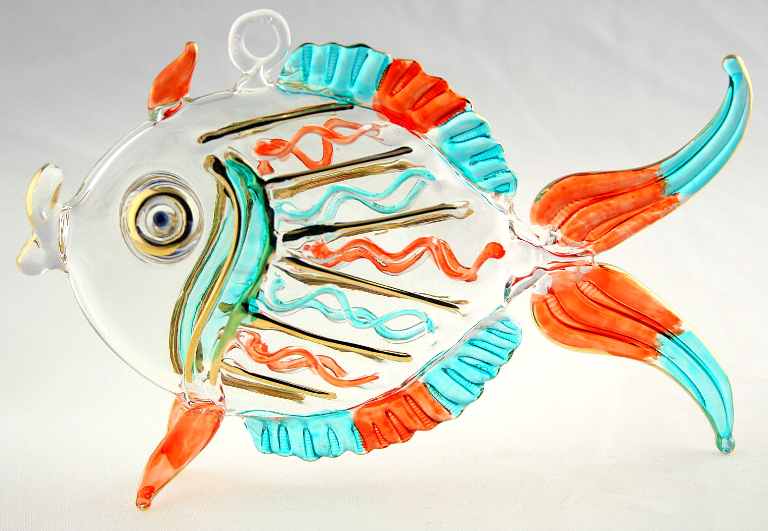 Hand blown glass fish hanging ornament