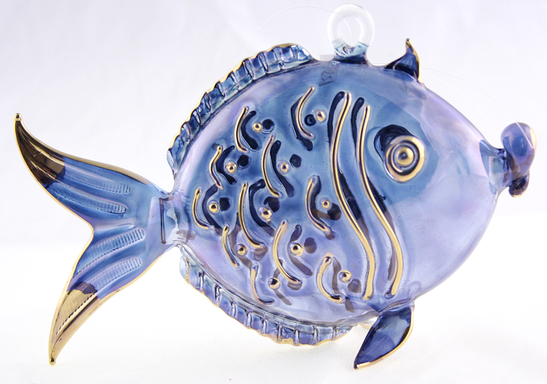 Hand blown glass hanging fish ornament