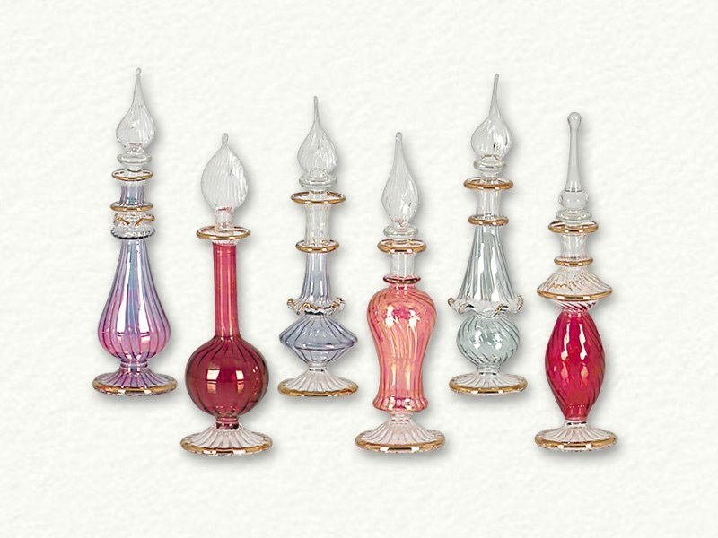 Blown glass perfume bottles lot