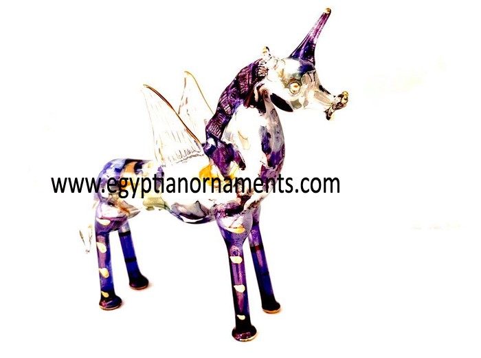 Egyptian Hand Blown Glass Alicorn Christmas Ornament