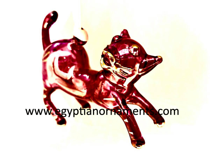 Hand Blown Glass Cat Christmas Ornament