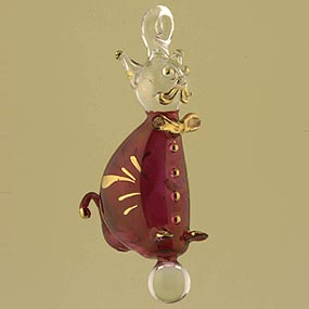 Blown Glass Cat Christmas ornament