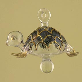 Turtle blown glass Christmas ornament