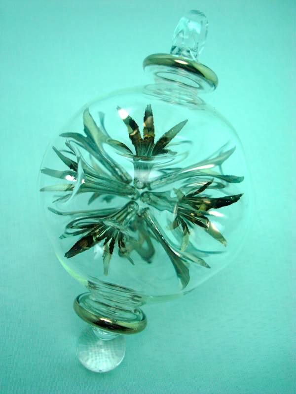 Blown glass firecrackers ball ornament