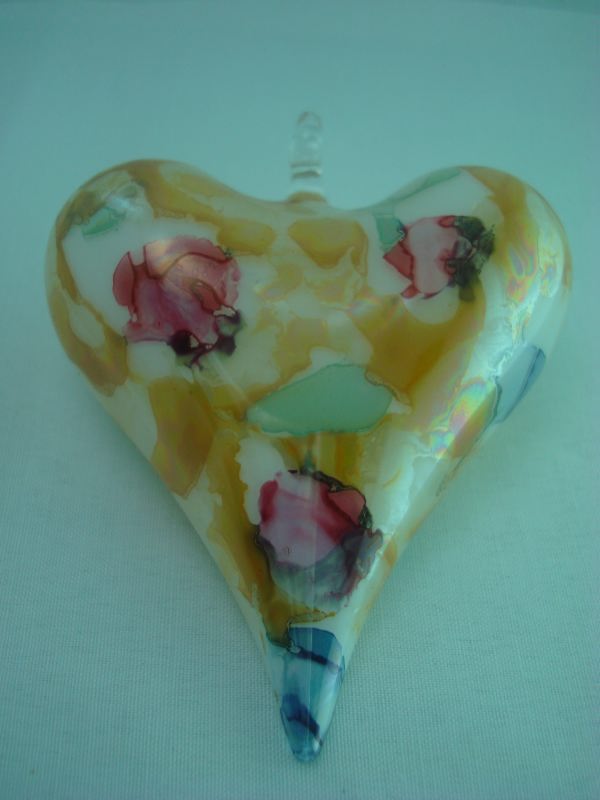 Egyptian blown glass Heart Christmas ornament