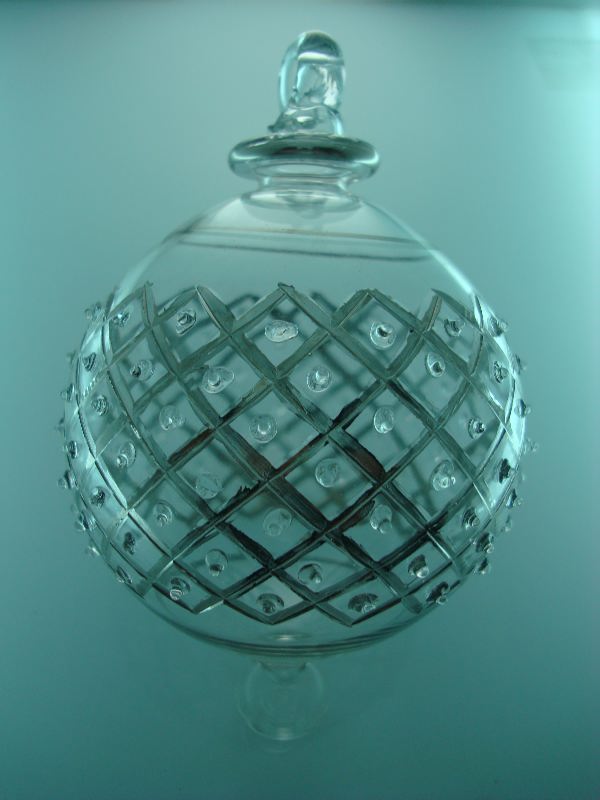 Lattice dots blown glass christmas ornament