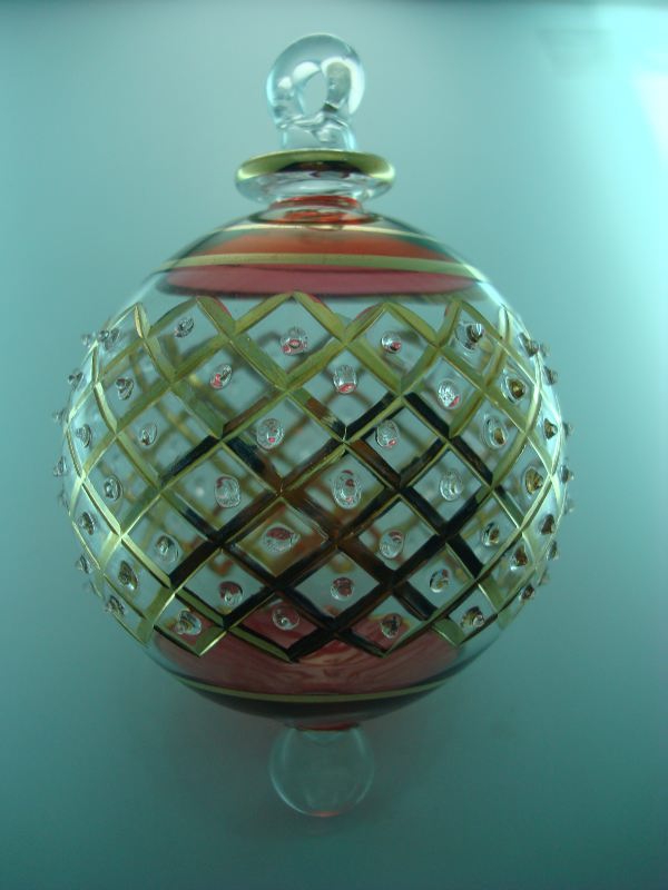 Lattice dots blown glass christmas ornament