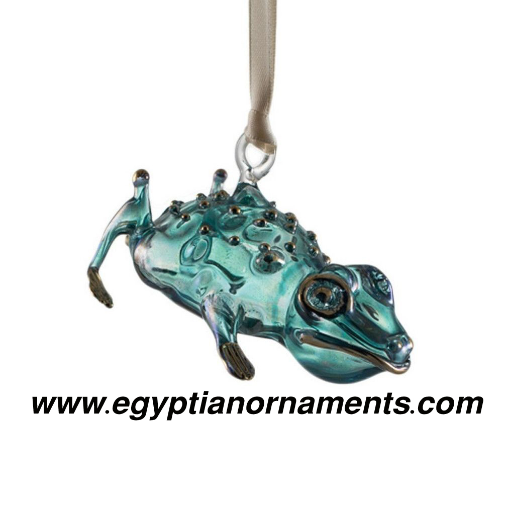 Hand Blown Glass Frog Christmas ornament