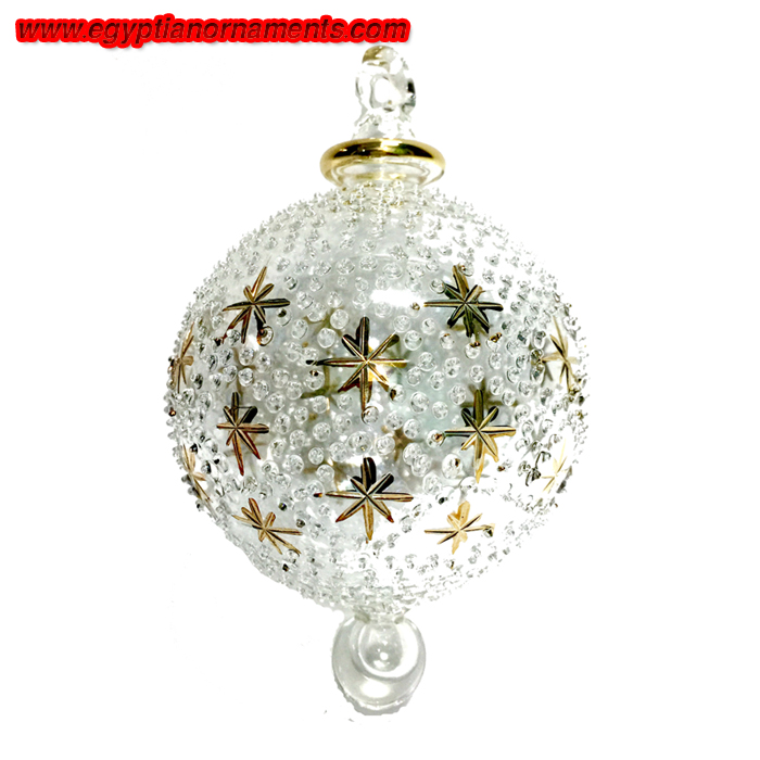 Hand Blown Glass Ornaments with Gold Stars