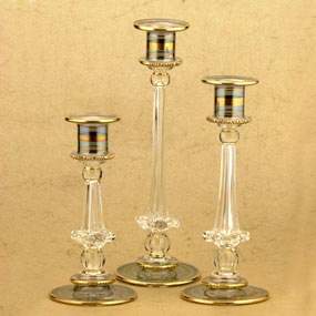 Glass Triple Candle Holders