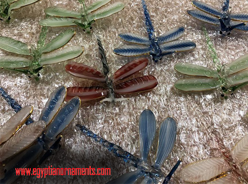 lot of 12 Hand Blown Glass Dragonfly Ornaments