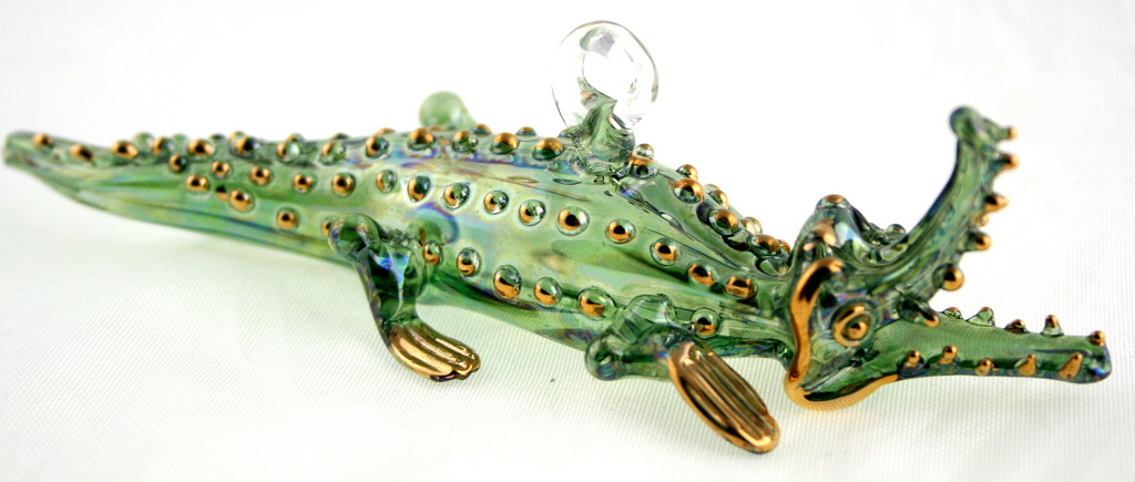 Alligator glass Christmas Ornament