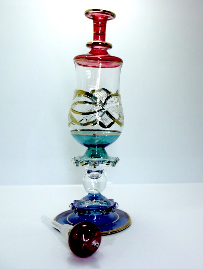 Hand blown glass genie bottle